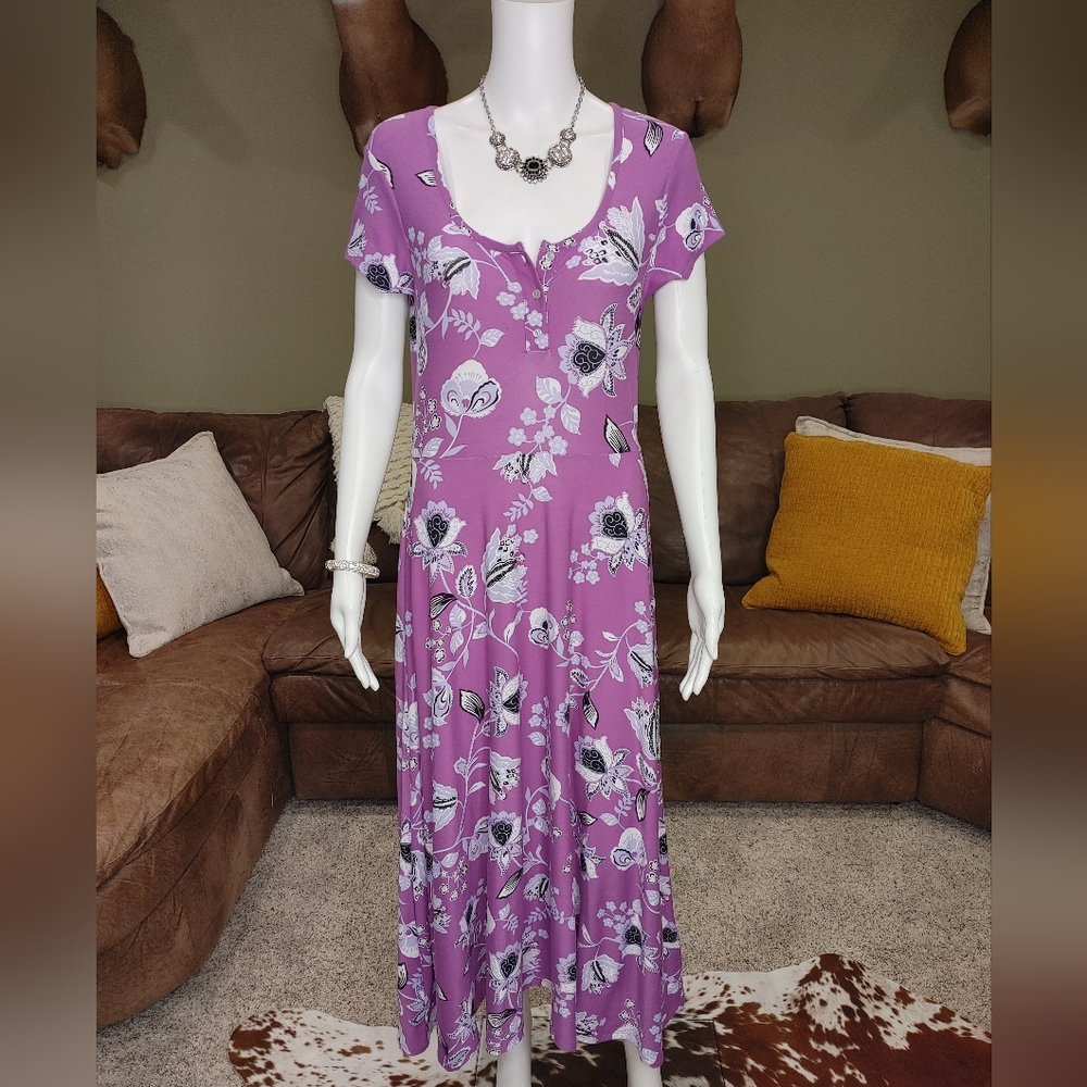 52 SEVEN FLORAL LONG DRESS, PURPLE S